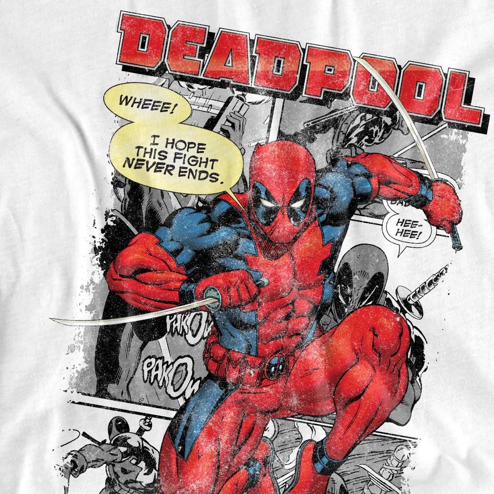 White - Side - Deadpool Unisex Adult Comic Strip T-Shirt