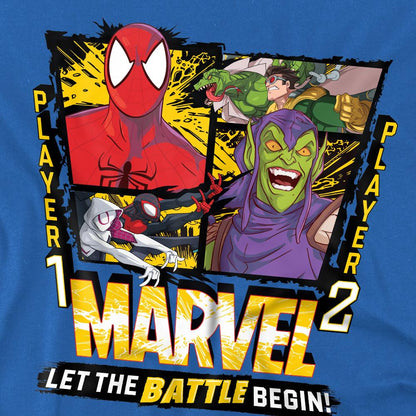 Royal Blue - Side - Spider-Man Childrens-Kids Let The Battle Begin Green Goblin T-Shirt