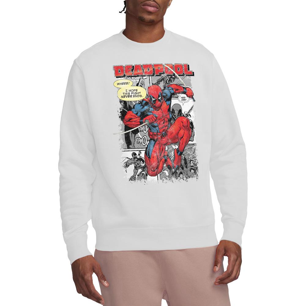 White - Side - Deadpool Unisex Adult Comic Strip Sweatshirt