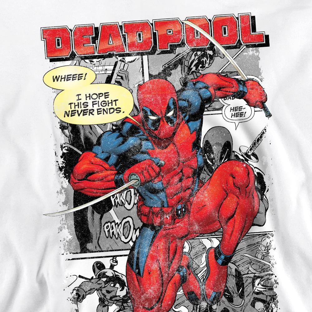 White - Pack Shot - Deadpool Unisex Adult Comic Strip Sweatshirt