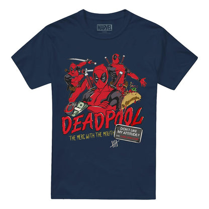 Navy - Front - Deadpool Mens Attitude T-Shirt