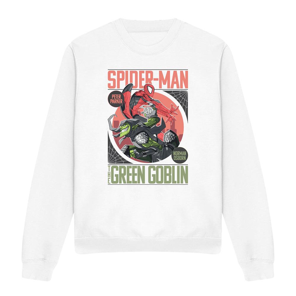 White - Front - Spider-Man Unisex Adult Vs Green Goblin Sweatshirt