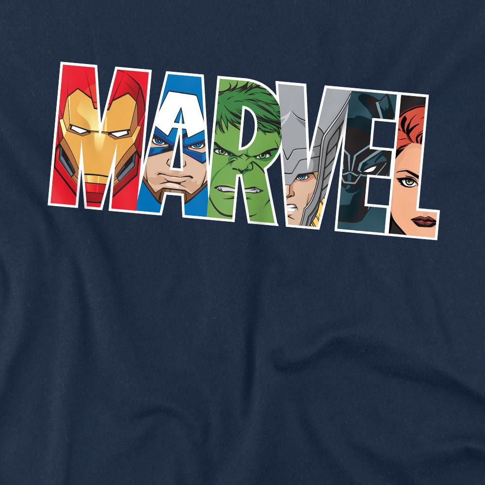 Navy - Side - Marvel Childrens-Kids Character Faces T-Shirt