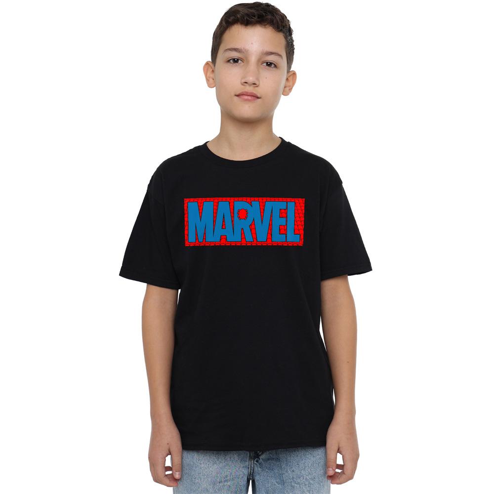 Black - Side - Spider-Man Childrens-Kids Brick Wall T-Shirt