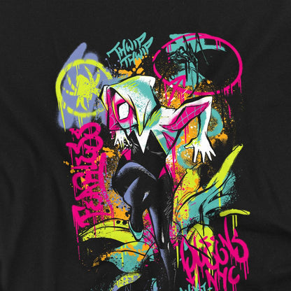 Black - Side - Marvel Childrens-Kids Ghost-Spider Neon Graffiti T-Shirt