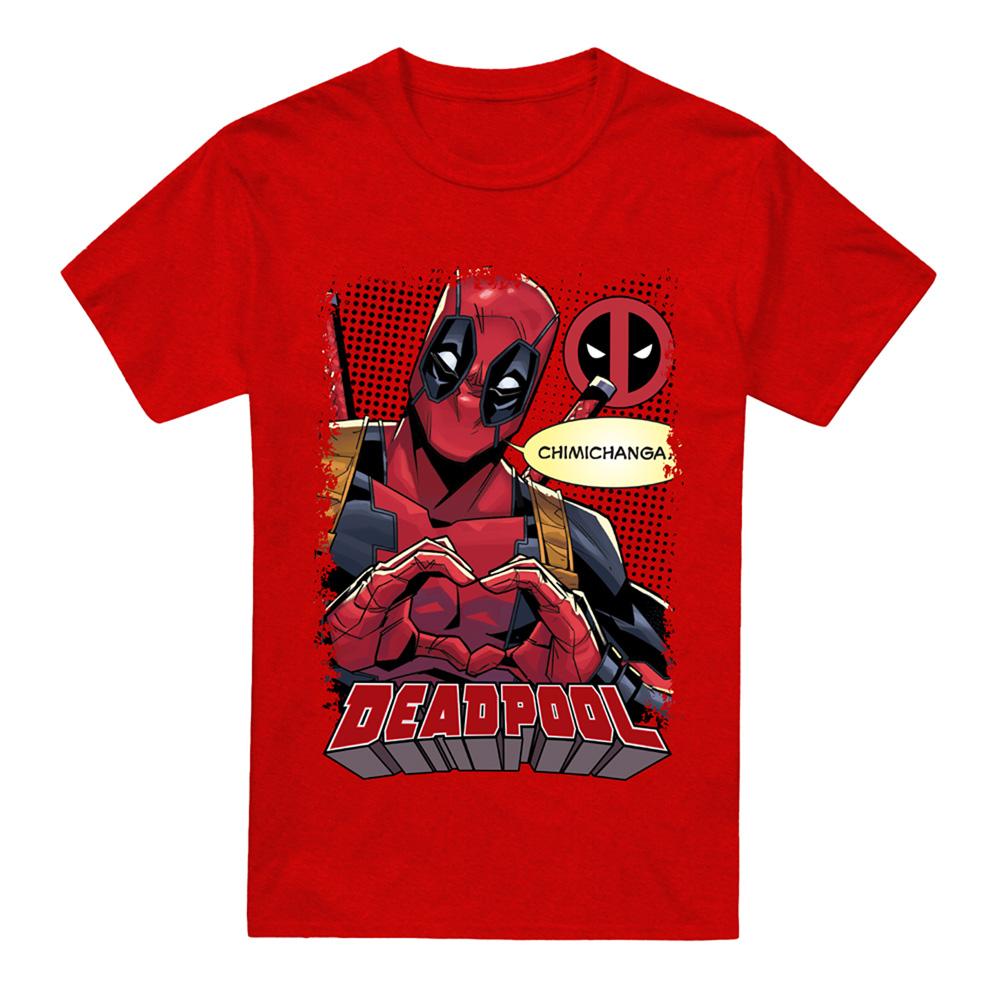 Heather Red - Front - Deadpool Unisex Adult Chimichanga Heart T-Shirt