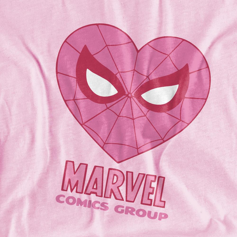 Light Pink - Side - Spider-Man Childrens-Kids Heart T-Shirt