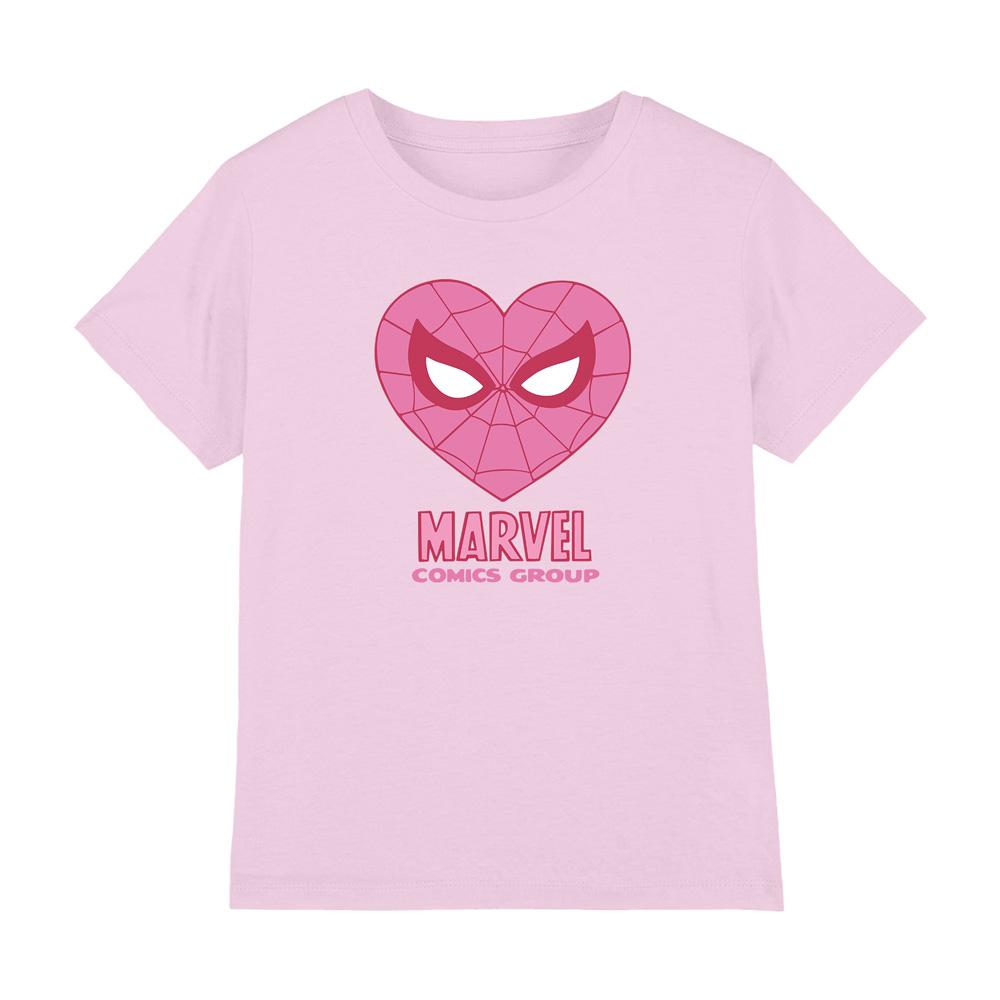 Light Pink - Front - Spider-Man Childrens-Kids Heart T-Shirt
