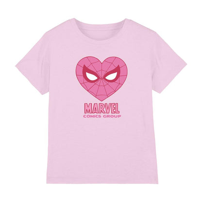 Light Pink - Front - Spider-Man Childrens-Kids Heart T-Shirt