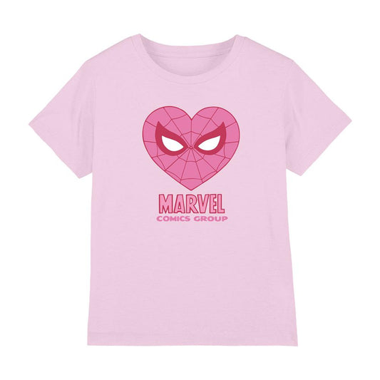 Light Pink - Front - Spider-Man Childrens-Kids Heart T-Shirt