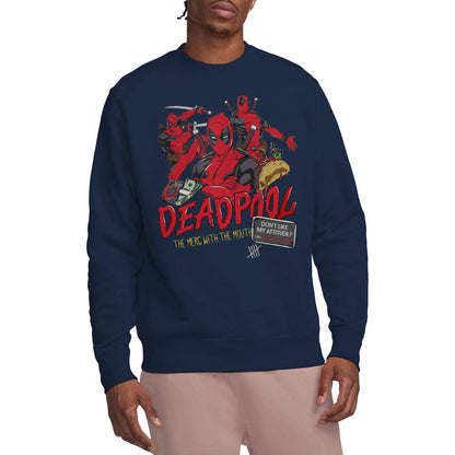 Navy - Side - Deadpool Unisex Adult Attitude Sweatshirt