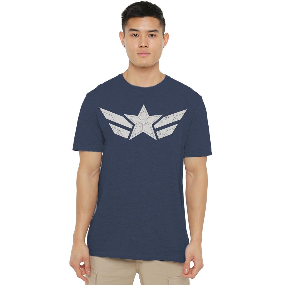 Heather Navy - Side - Captain America: Brave New World Unisex Adult Star T-Shirt