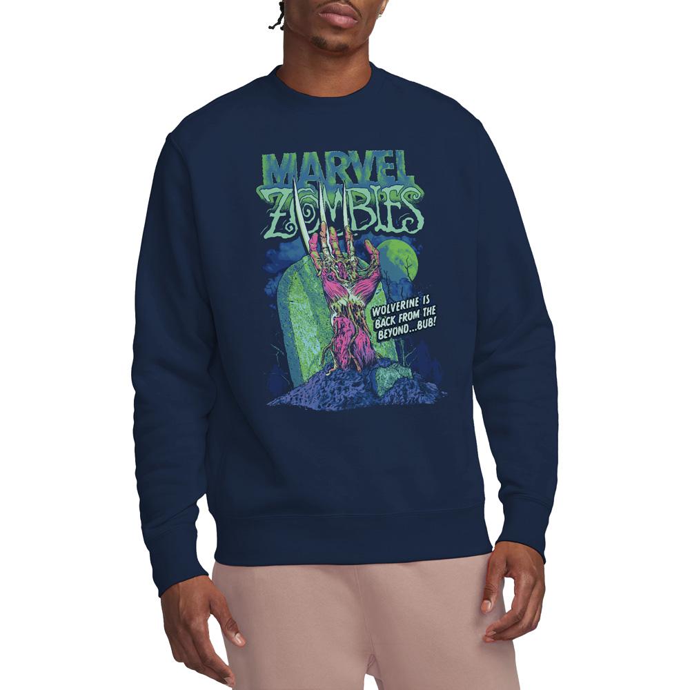 Navy - Side - Marvel Zombies Unisex Adult Wolverine Grave Sweatshirt