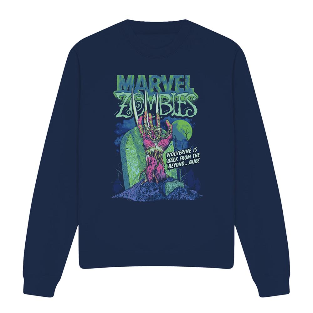 Navy - Front - Marvel Zombies Unisex Adult Wolverine Grave Sweatshirt
