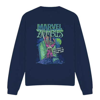 Navy - Front - Marvel Zombies Unisex Adult Wolverine Grave Sweatshirt