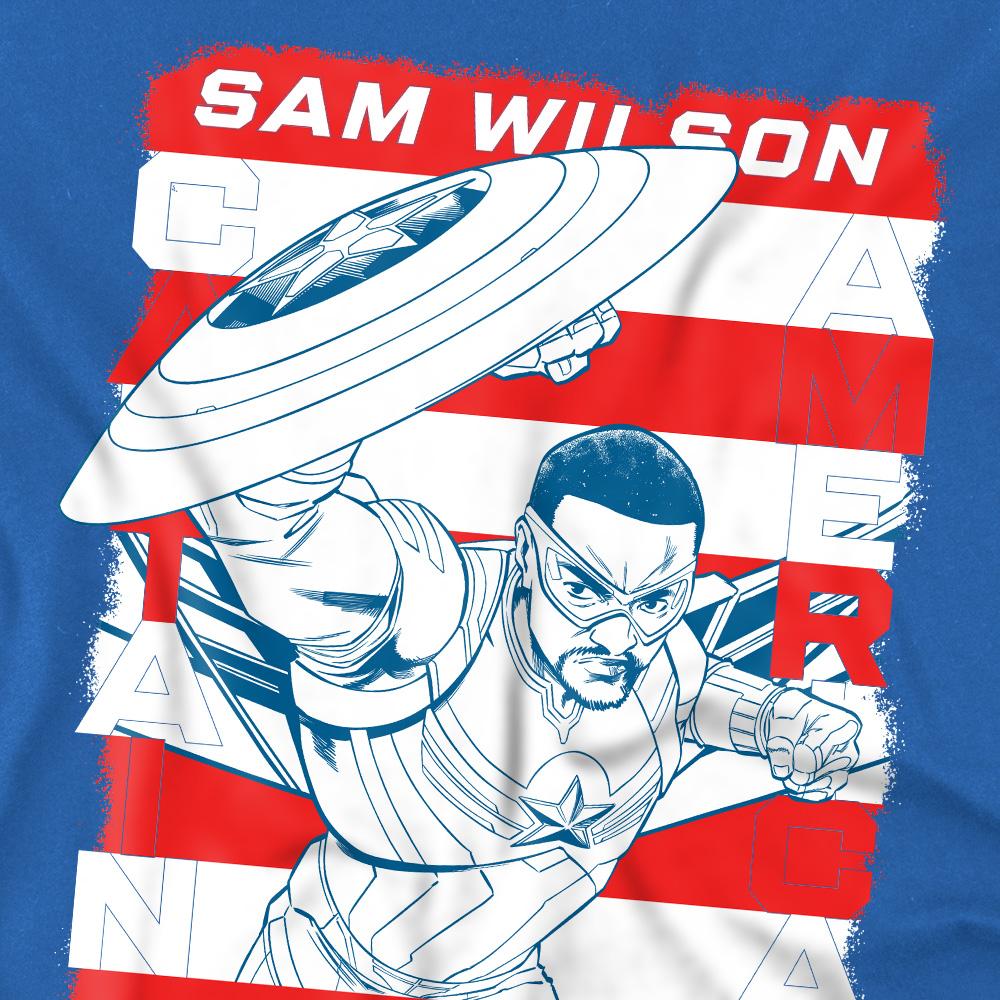 Royal Blue - Pack Shot - Captain America: Brave New World Childrens-Kids Sam Wilson American Flag T-Shirt