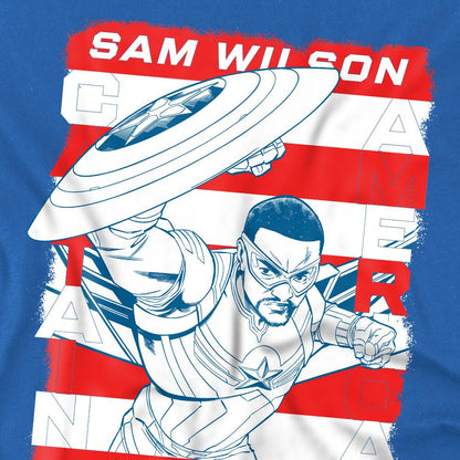 Royal Blue - Pack Shot - Captain America: Brave New World Childrens-Kids Sam Wilson American Flag T-Shirt