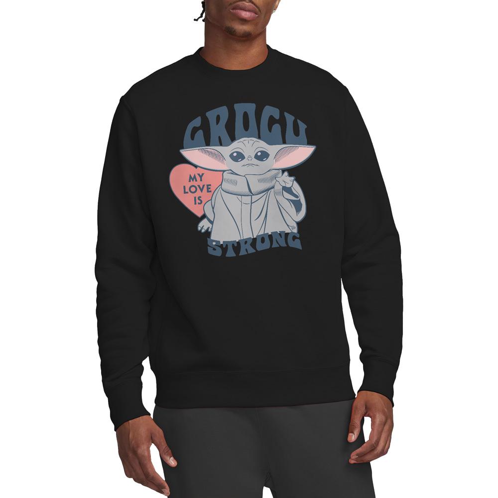 Black - Side - Star Wars: The Mandalorian Unisex Adult My Love Is Strong Baby Yoda Sweatshirt