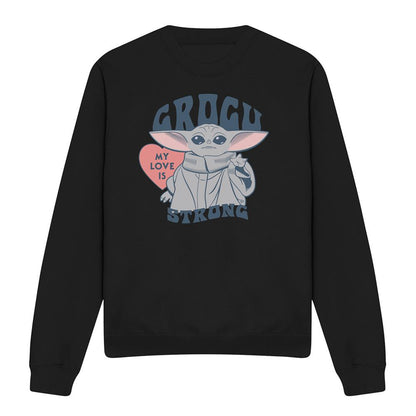 Black - Front - Star Wars: The Mandalorian Unisex Adult My Love Is Strong Baby Yoda Sweatshirt