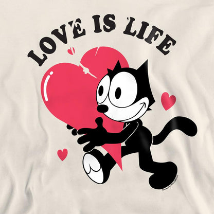 Natural - Side - Felix The Cat Unisex Adult Love Is Life Sweatshirt