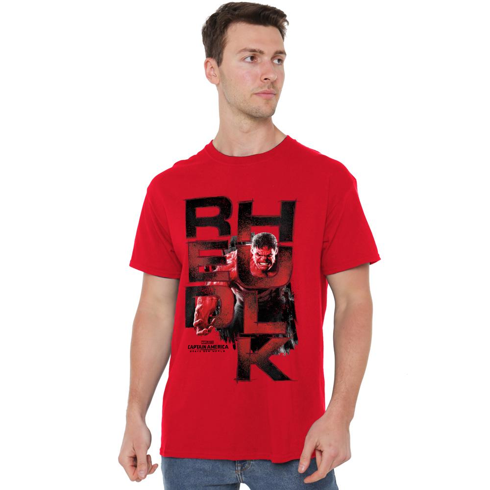 Red - Side - Captain America: Brave New World Mens Red Hulk Logo T-Shirt