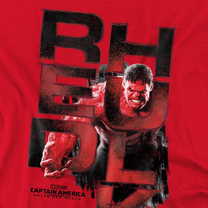 Red - Pack Shot - Captain America: Brave New World Mens Red Hulk Logo T-Shirt