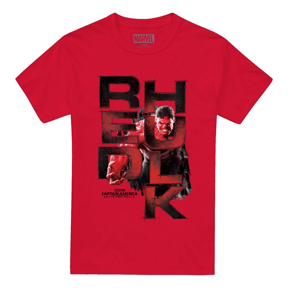 Red - Front - Captain America: Brave New World Mens Red Hulk Logo T-Shirt