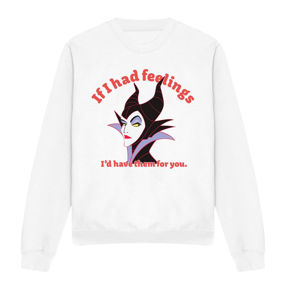 White - Front - Disney Villains Unisex Adult If I Had Feelings Maleficent Sweatshirt