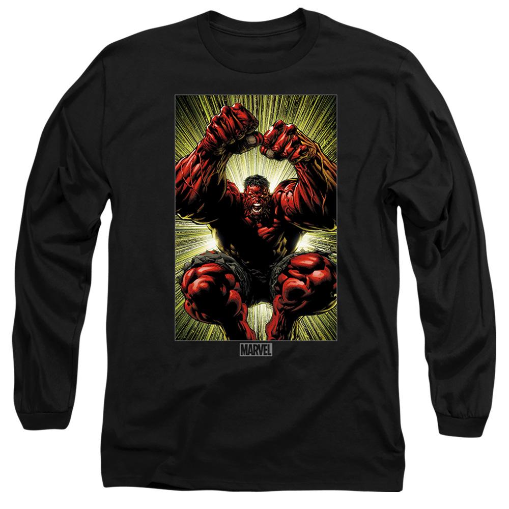 Black - Front - Marvel Unisex Adult Red Hulk Attack T-Shirt