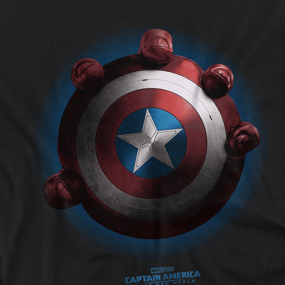 Black - Side - Captain America: Brave New World Mens Red Hulk Shield T-Shirt