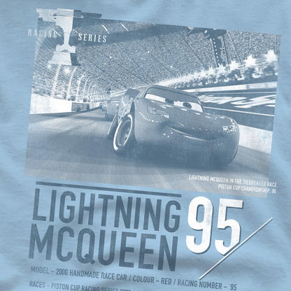 Light Blue - Side - Cars Mens Racing Series Lightning McQueen T-Shirt