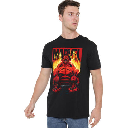 Black - Lifestyle - Marvel Mens Red Hulk Fire T-Shirt