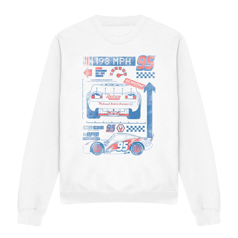 White - Front - Cars Unisex Adult 198 MPH Lightning McQueen Sweatshirt