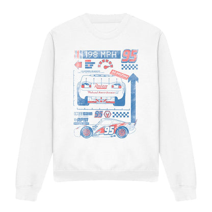 White - Front - Cars Unisex Adult 198 MPH Lightning McQueen Sweatshirt