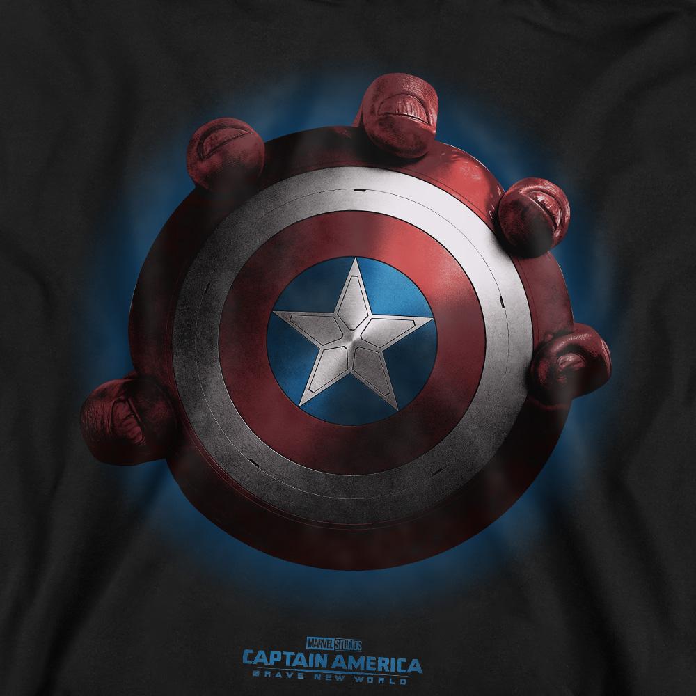 Black - Pack Shot - Captain America: Brave New World Unisex Adult Red Hulk Shield Sweatshirt