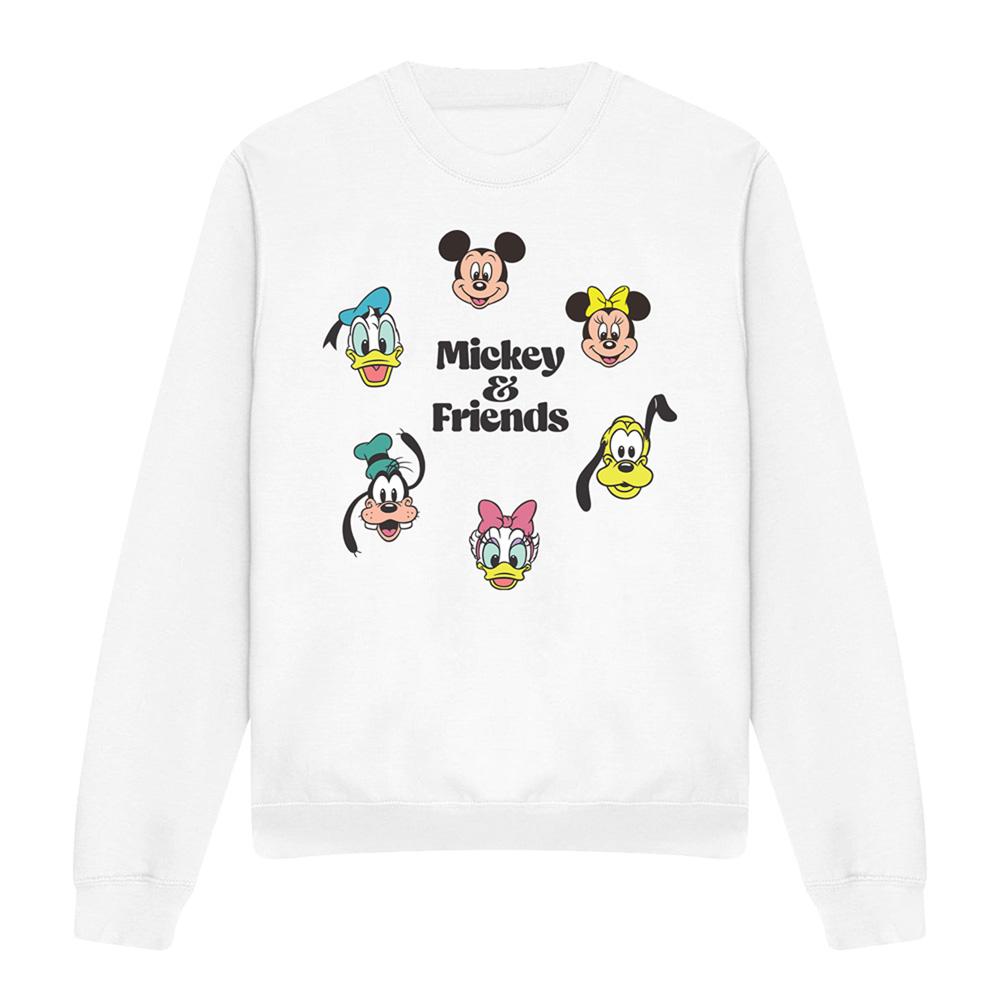 White - Front - Mickey & Friends Unisex Adult Faces Sweatshirt