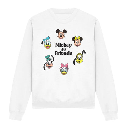 White - Front - Mickey & Friends Unisex Adult Faces Sweatshirt