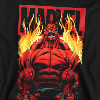 Black - Pack Shot - Marvel Unisex Adult Red Hulk Fire Sweatshirt