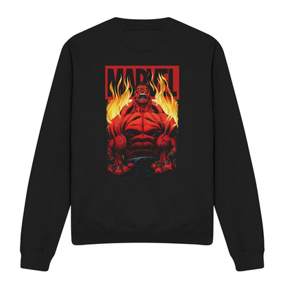 Black - Front - Marvel Unisex Adult Red Hulk Fire Sweatshirt