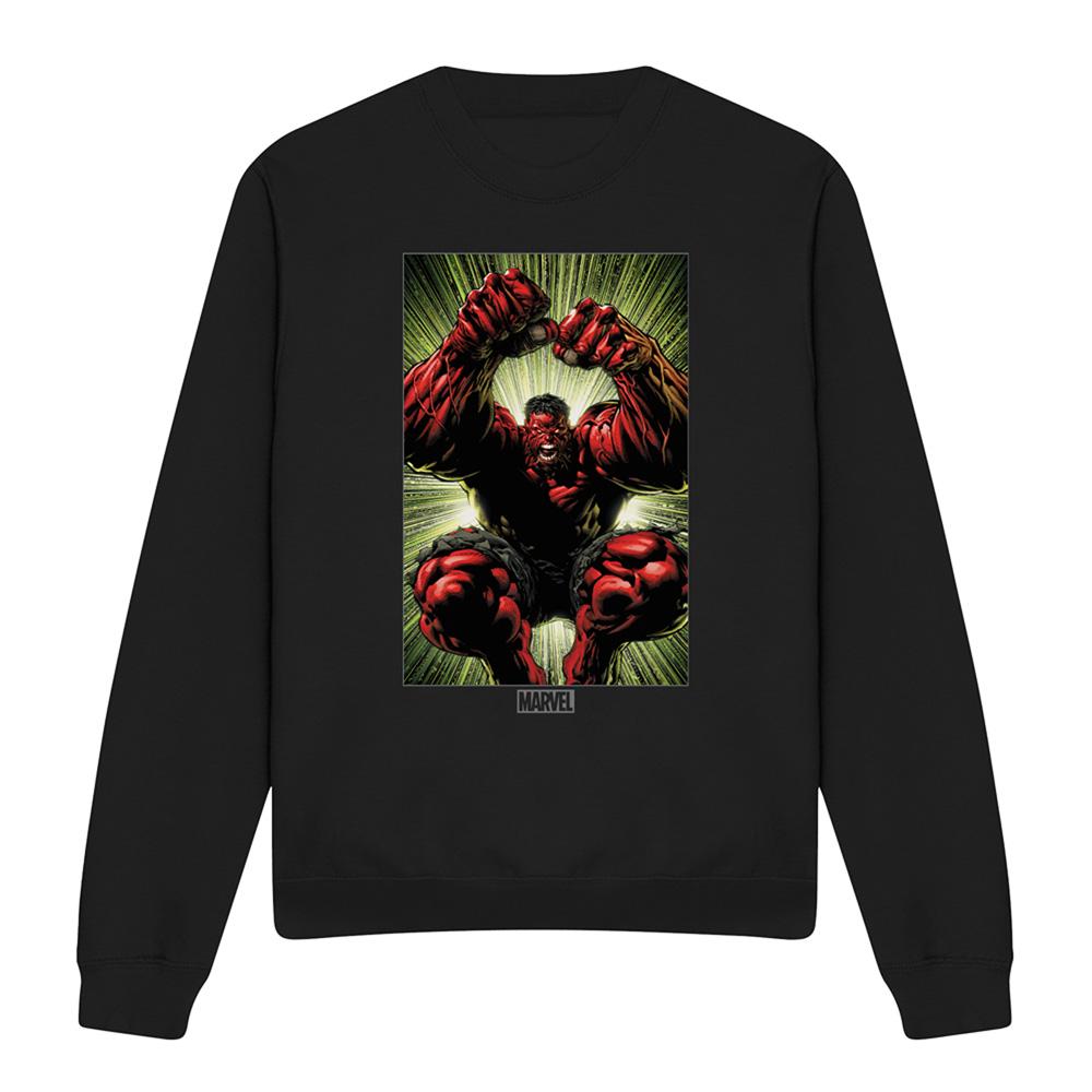 Black - Front - Marvel Unisex Adult Red Hulk Attack Sweatshirt