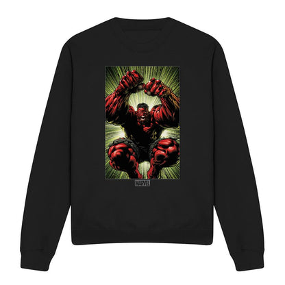Black - Front - Marvel Unisex Adult Red Hulk Attack Sweatshirt