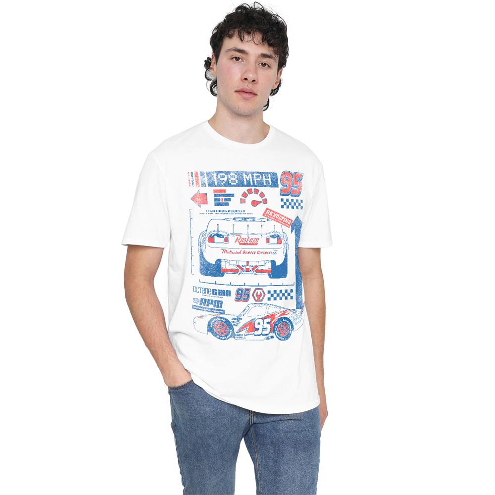 White - Side - Cars Mens 198 MPH Lightning McQueen T-Shirt