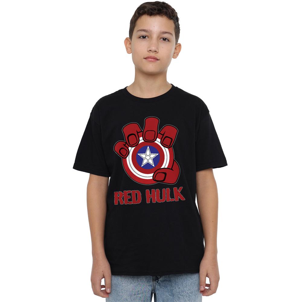 Black - Side - Captain America: Brave New World Childrens-Kids Red Hulk Shield T-Shirt