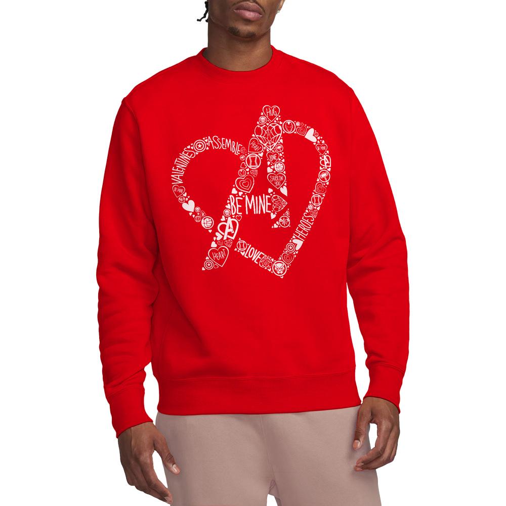 Red - Side - Avengers Unisex Adult Be Mine Heart Sweatshirt