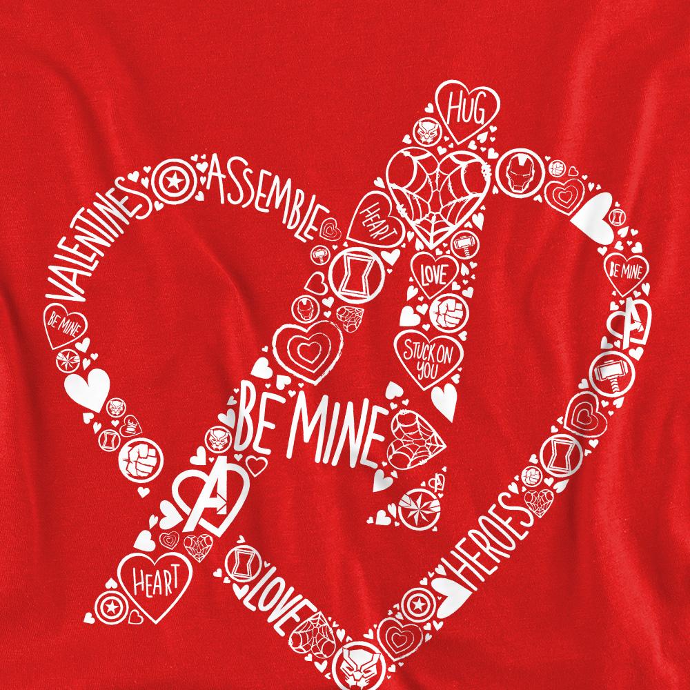 Red - Pack Shot - Avengers Unisex Adult Be Mine Heart Sweatshirt
