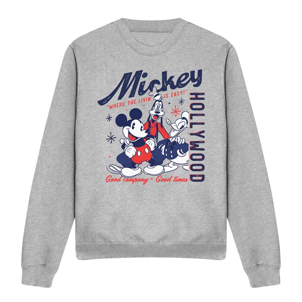 Heather Grey - Front - Mickey & Friends Unisex Adult Good Company Good Times Sweatshirt