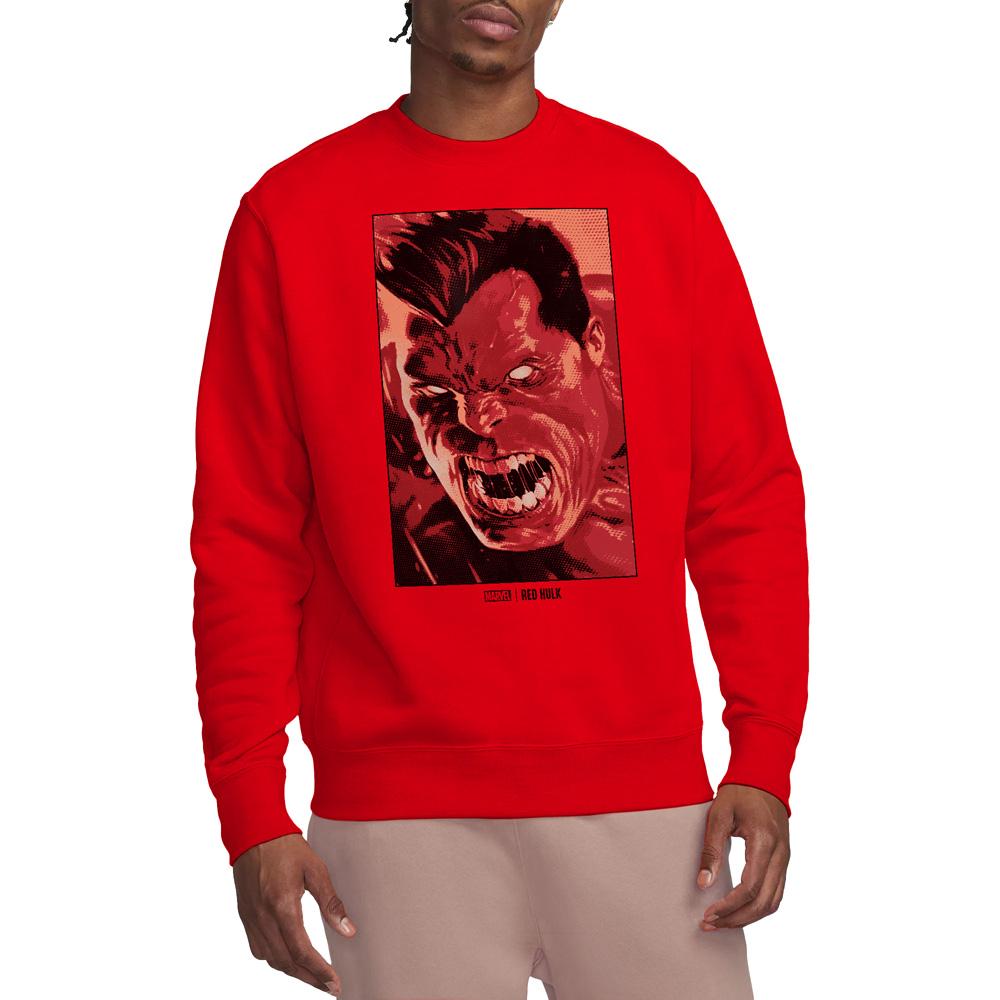 Red - Side - Marvel Unisex Adult Red Hulk Roar Sweatshirt