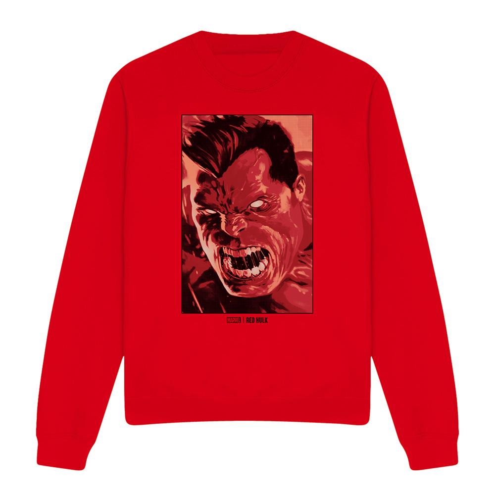 Red - Front - Marvel Unisex Adult Red Hulk Roar Sweatshirt