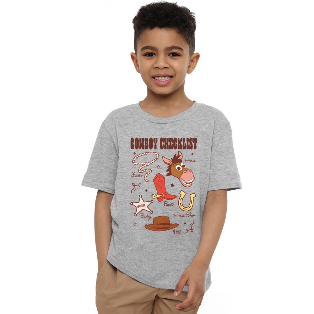 Sport Heather - Side - Toy Story 2 Childrens-Kids Checklist Cowboy T-Shirt