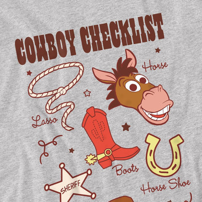 Sport Heather - Pack Shot - Toy Story 2 Childrens-Kids Checklist Cowboy T-Shirt